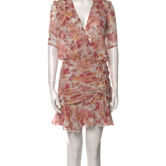 NWOT VERONICA BEARD 100% Silk Dakota Floral Ruched Dress, Size 12 - Picture 5 of 15